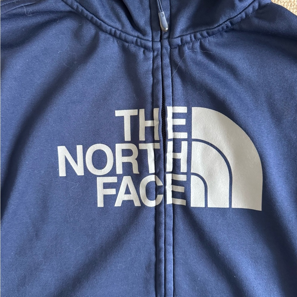The North Face Logo Full Zip Hoodie Athletic Tech Fleece Outdoor Casual Navy S - Picture 6 of 8